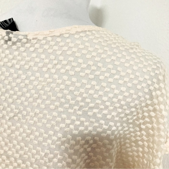 Women’s Size 4 Tt Collection Embroidered Pure Silk Sheer Top Cream Color - Picture 5 of 7